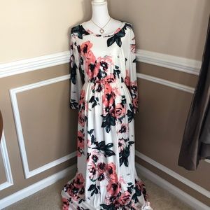 NWOT: White Floral Dress